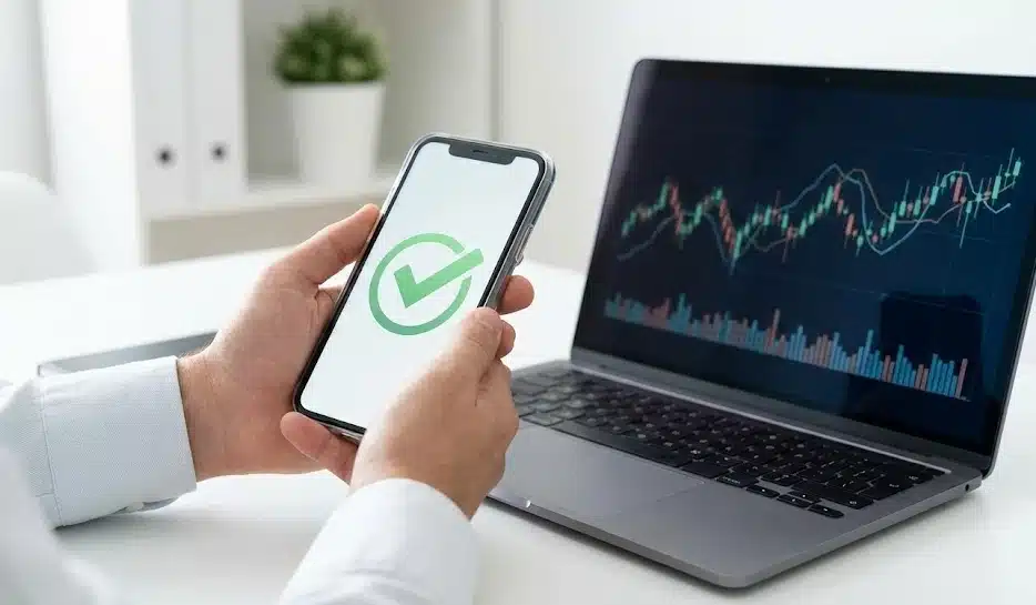 מחשב ופאלפון עם וי בפאלפון