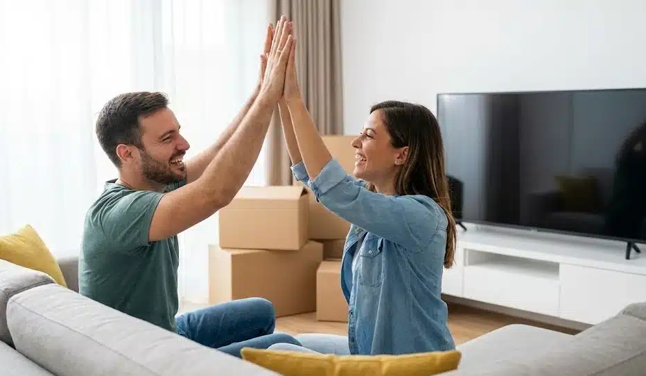 שני אנשים שמחים על החזר מס